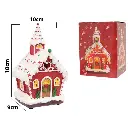 Casa Navideña Candy poliresina, con luz led y musica. USB. Ref:ES29009 (11.5x10x15.5cm)