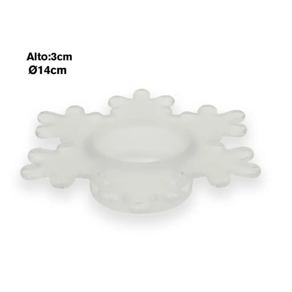 Candelabro de vidrio forma copo nieve. Ref:ES29855. Ø14cm x 3cm