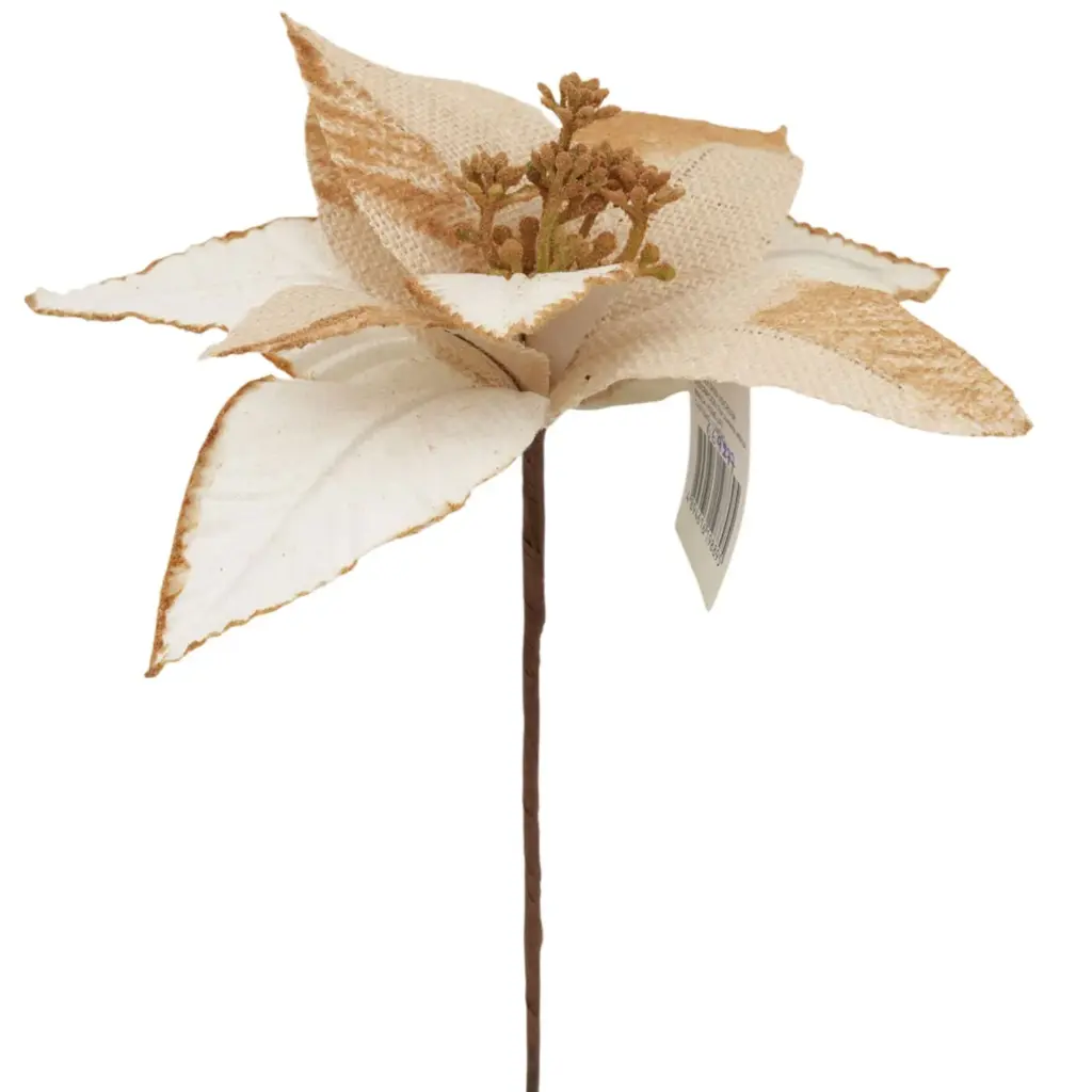 Flor Navideña Yute lino crema, Ø28cm. Ref:669277