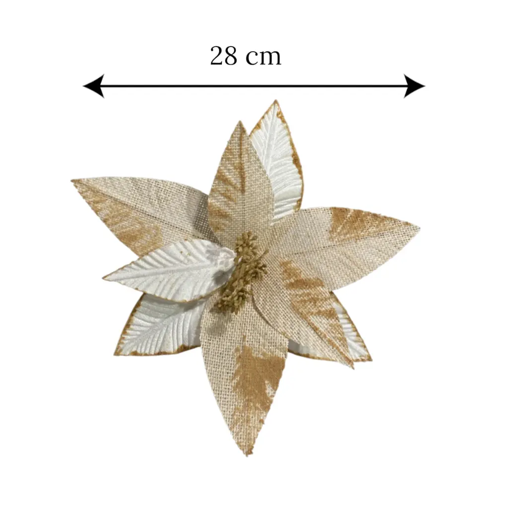 Flor Navideña Yute lino crema, Ø28cm. Ref:669277