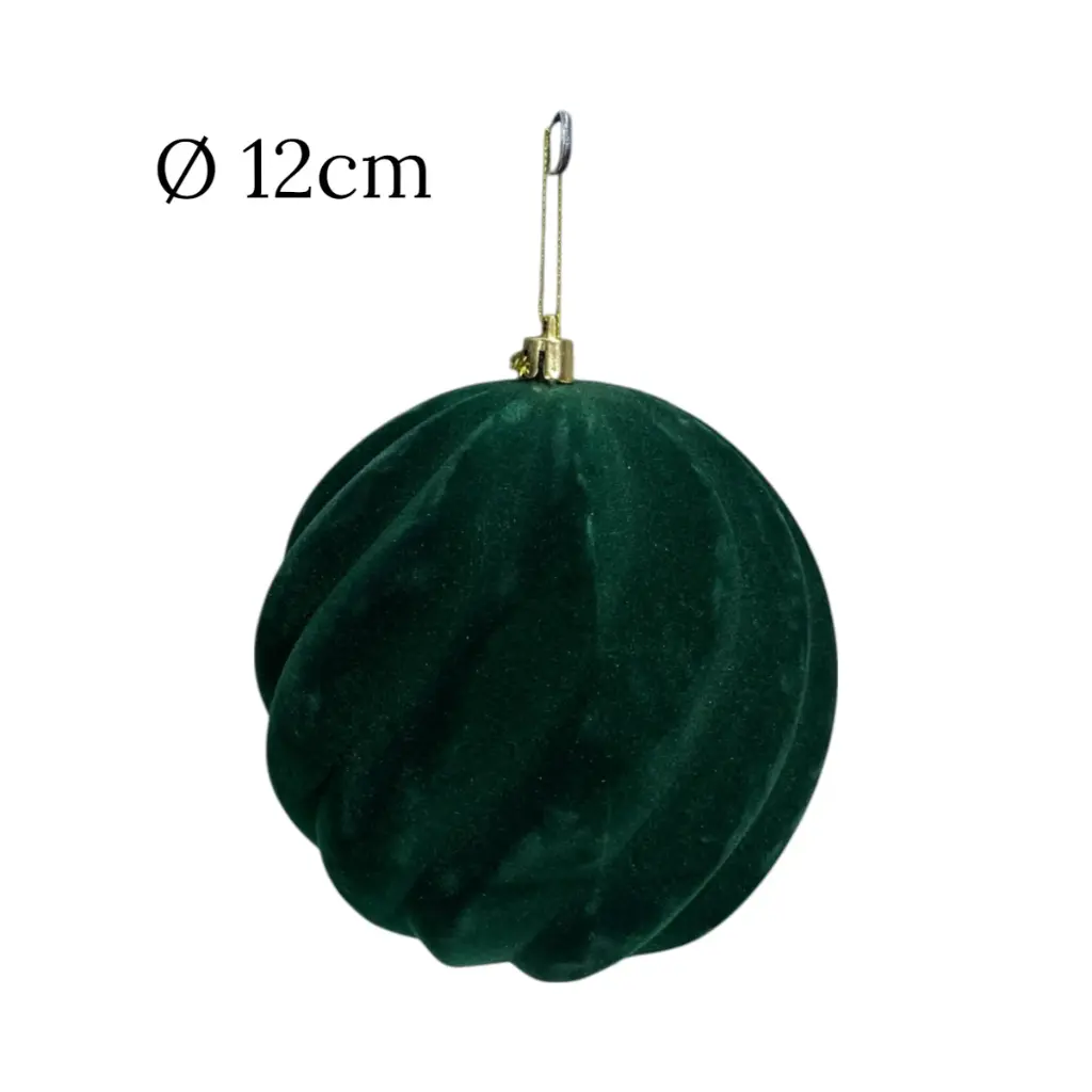 Esfera Navideña Verde Velvet Ø12cm, set x 3unid. Ref:ES29604.