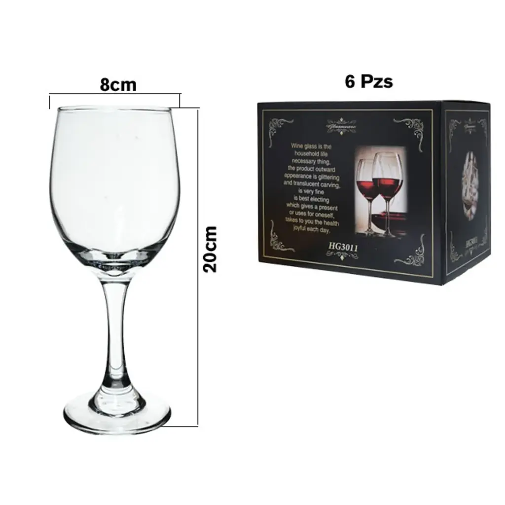 Copa de vidrio set x 6pcs. Ref:R3011/6CB. 438cc. (21x7x7.5cm)