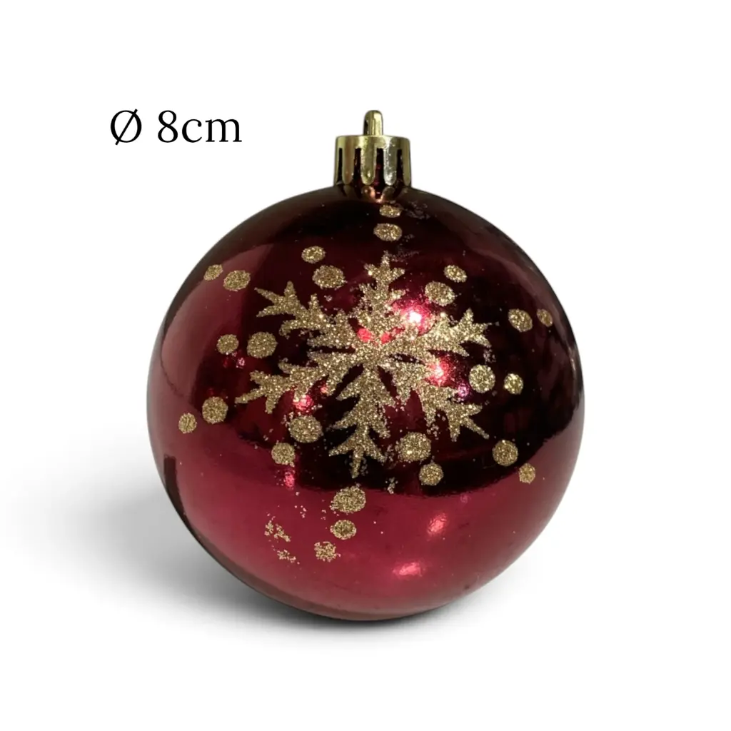 Esfera Navideña Burgundy copo champagne, set x 6pcs. Ø8cm. Ref:AR3-8006BH402-CHR