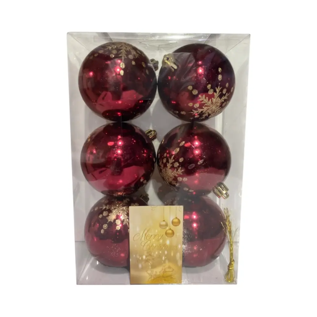 Esfera Navideña Burgundy copo champagne, set x 6pcs. Ø8cm. Ref:AR3-8006BH402-CHR