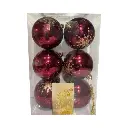 Esfera Navideña Burgundy copo champagne, set x 6pcs. Ø8cm. Ref:AR3-8006BH402-CHR