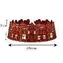 Pie de árbol corona de casas, rojo/dorado, metálico.  Ref:ES29254. 66x25cm, Ø66cm