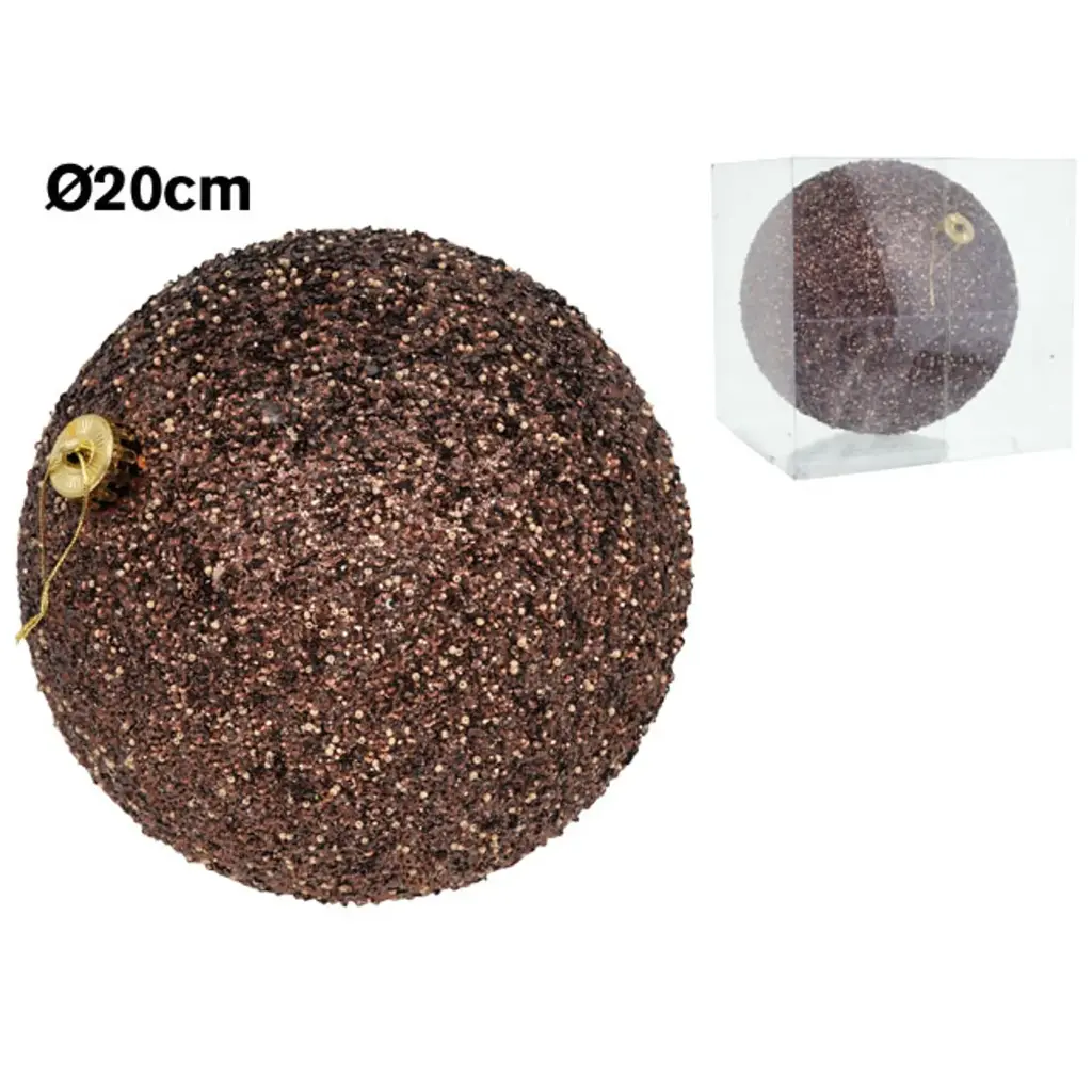 Esfera Navideña Champagne con perlas y lentejuelas Ø20cm. Ref:ES29587