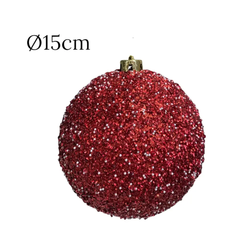 Esfera Navideña Champagne con perlas y lentejuelas Ø20cm. Ref:ES29587