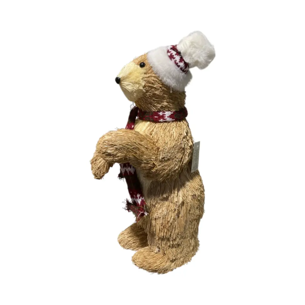 Oso Navideño de fibra natural, 16x24x46cm