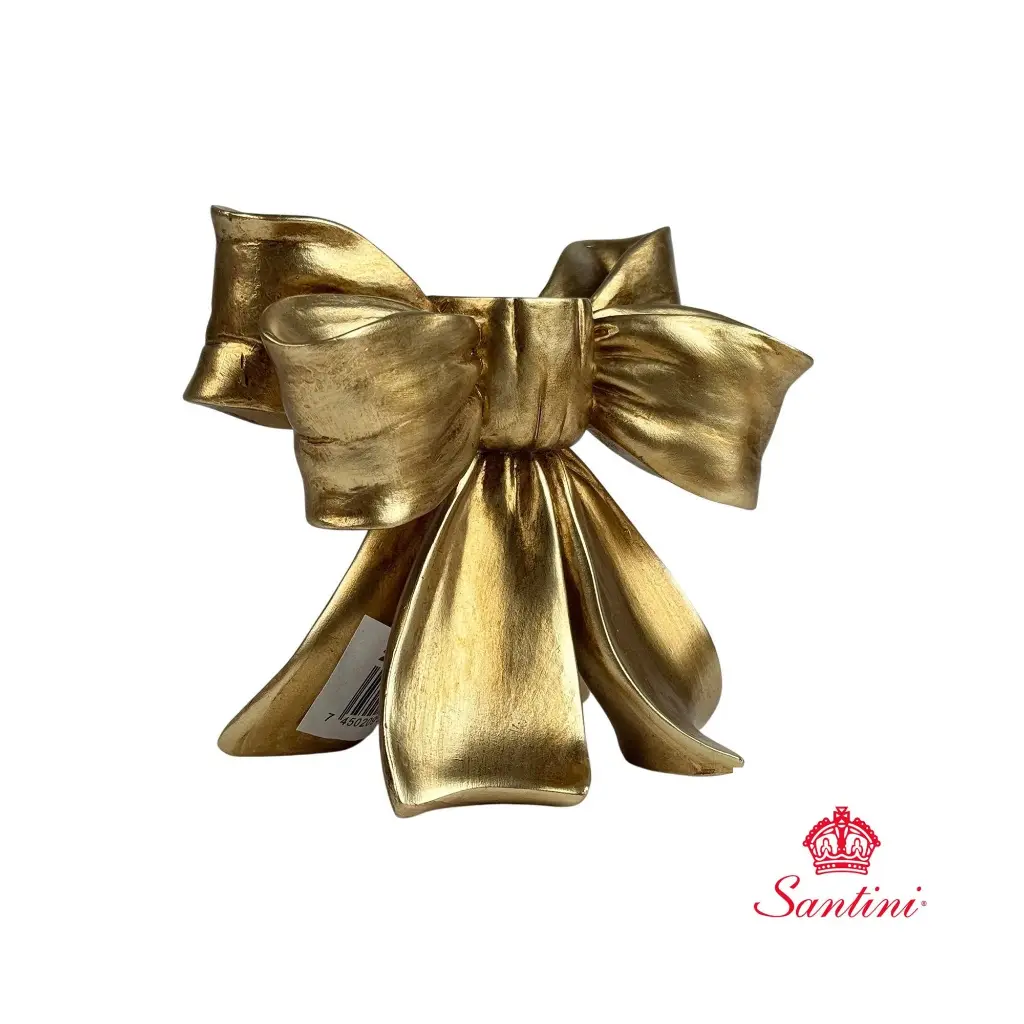 Candelabro dorado lazo, poliresina. Ref:202-6700007 9.5x14x12cm  