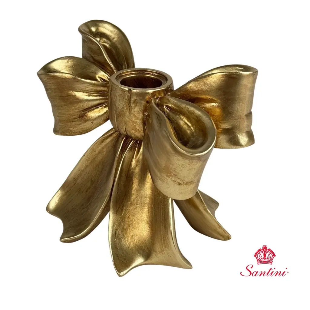 Candelabro dorado lazo, poliresina. Ref:202-6700007 9.5x14x12cm  