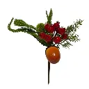 Pincho navideño pino con bayas rojas y avellana. 24cm 
