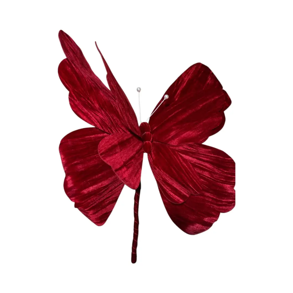 Mariposa Navideña Terciopelo Vino, 60x49cm