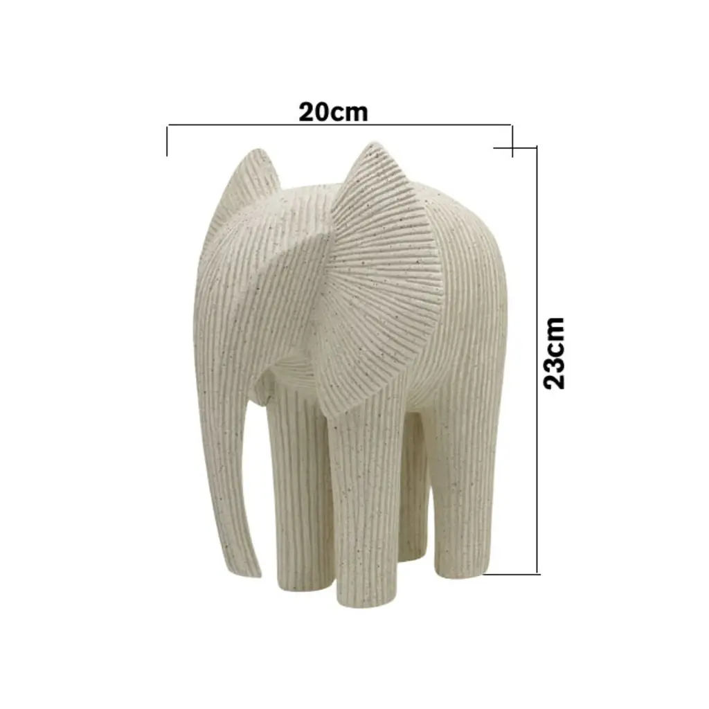Elefante blanco textura tejido, poliresina. Ref:ES31847. 17x7x11cm