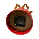 Reloj Navideño Lazo Dorado con Rojo, metálico. 13x7x16cm  