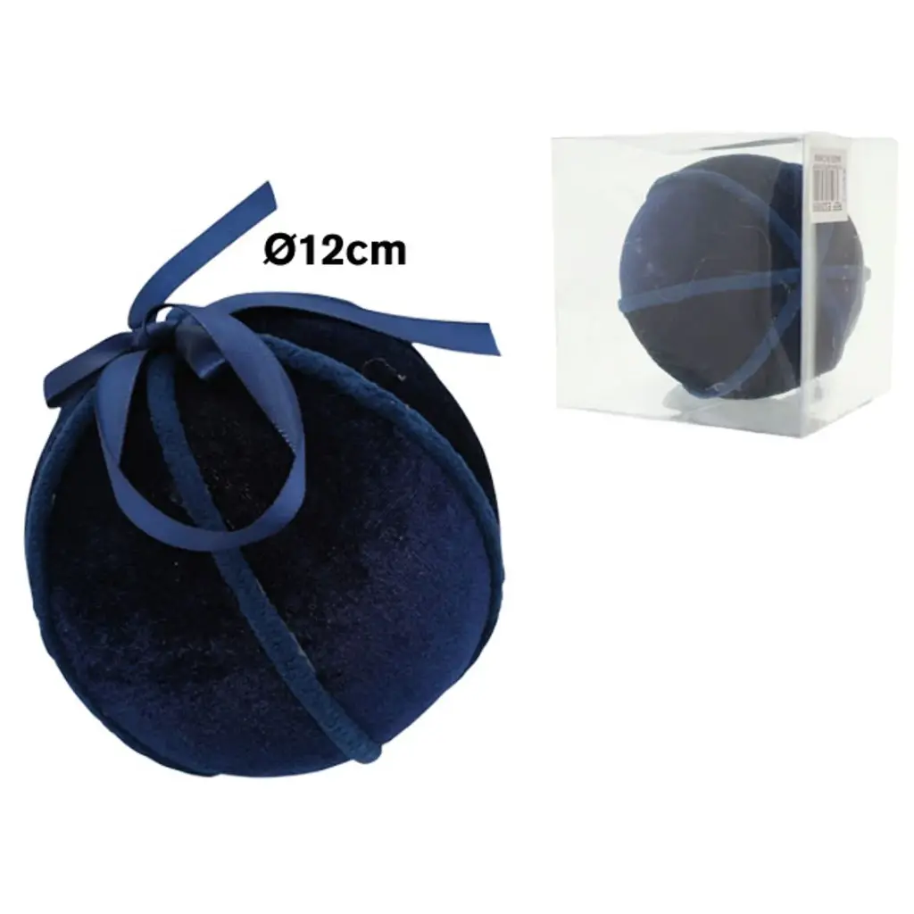 Esfera Navideña, Terciopelo, Azul, 12cm, ES30899
