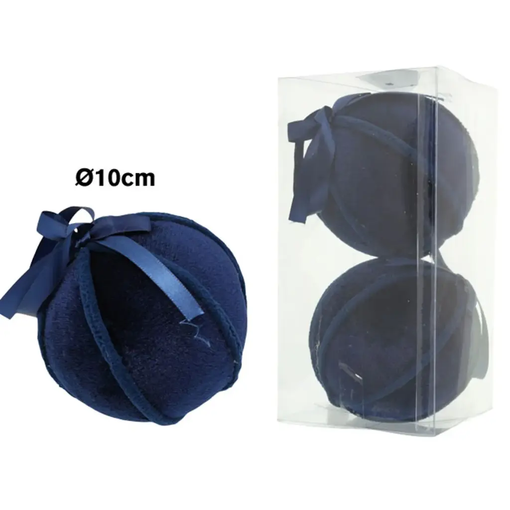 Esferas Navideñas Terciopelo Azul, Set x2Pcs. Ø10cm. ES30898