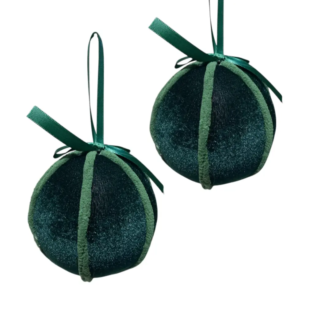 Esferas Navideñas Terciopelo Azul, Set x2Pcs. Ø10cm. ES30898