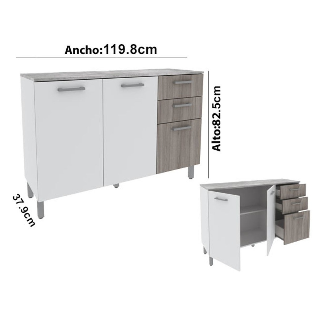 ARMARIO DE COCINA 2P 3C BLANCO 120*83*38cm