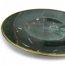 PLATO BASE DE CRISTAL VERDE TEXTURIZADO 33CM