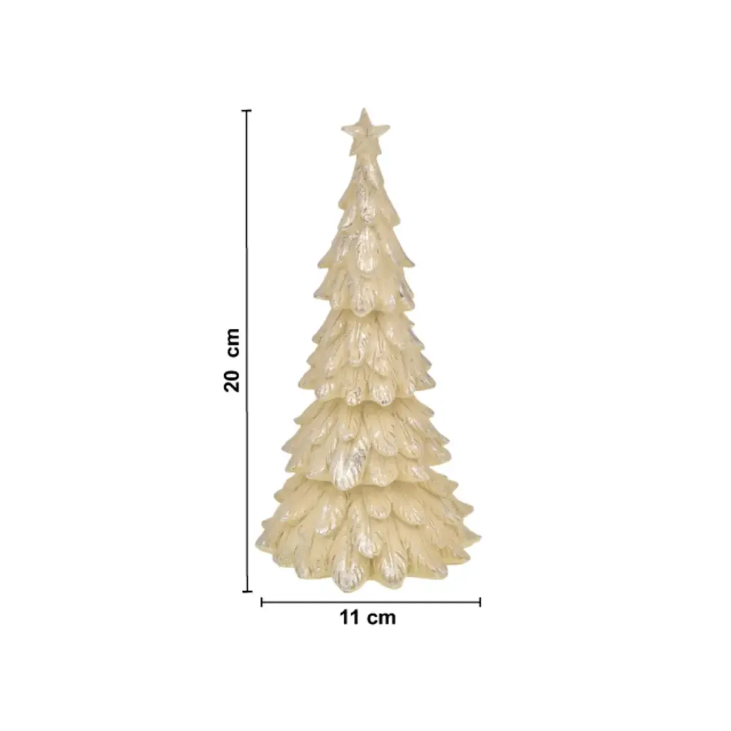 ADORNO ARBOL NAV. RESINA BEIGE/PLATEADO TGQY2031  10X10X21CM