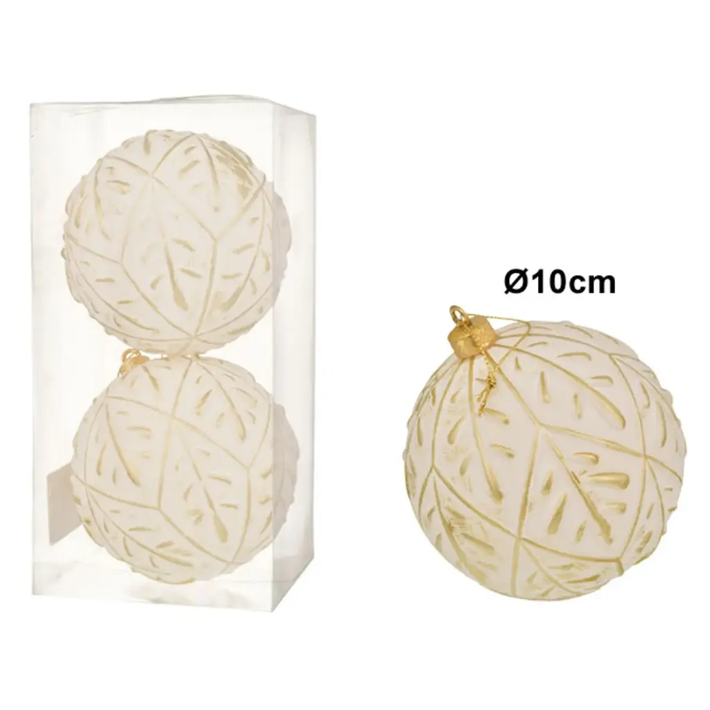 ESFERA NAVIDAD, DORADO/BLANCO, SETX2PZ. REF:ES26850. 10CM