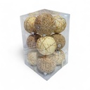 ESFERA NAVIDAD, BEIGE/CHAMPAGNE SETX12PZ. REF:ES26660  15.5X1.5X24CM Ø8CM