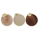 ESFERA NAVIDAD, BEIGE/CAFE GAMUZADAS X12PZS. REF:ES26670 32X24X8CM Ø8CM