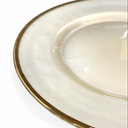 PLATO BASE DE CRISTAL BEIGE FILO DORADO 33CM