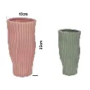 FLORERO CERAMICA DOS COLORES VERDE/ROSADO, REF:HM0624/25483.  13X25CM