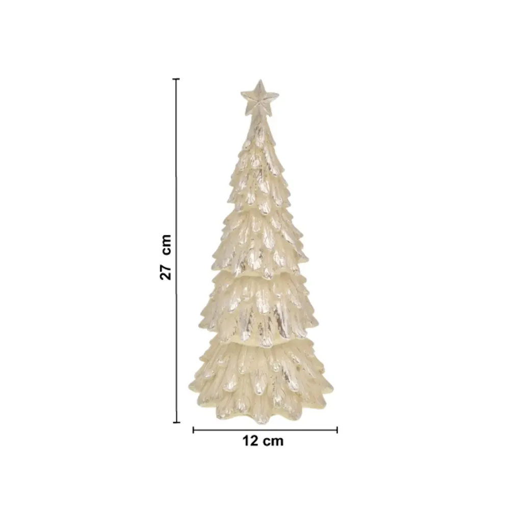 ARBOL NAVIDAD BEIGE/PLATA, RESINA, TGQY2029.  12X12X27CM