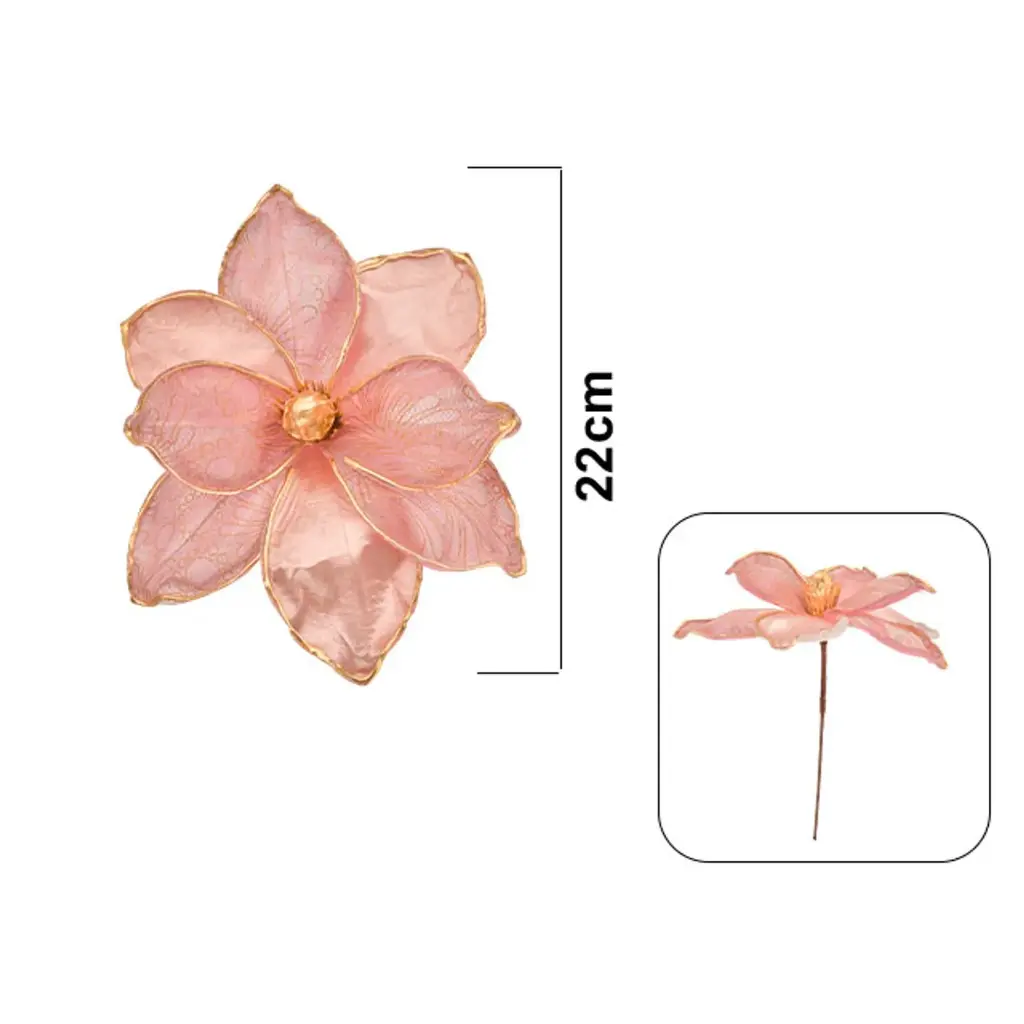 FLOR NAVIDEÑA MAGNOLIA PINK, REF:FD24-369H  22X17CM