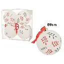 ESFERA NAVIDAD BLANCA/RAMAS ROJAS VERDES, SETX4. ES26811, Ø9CM