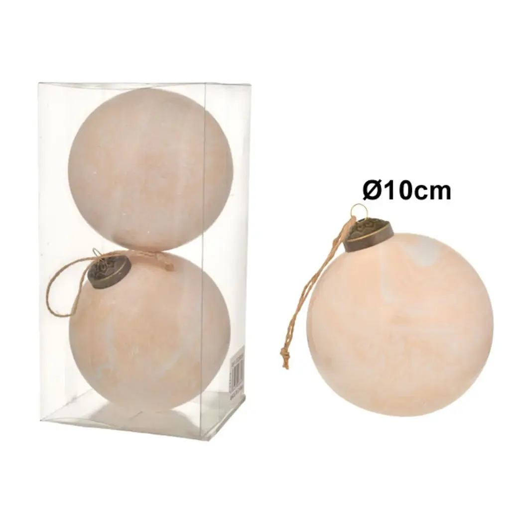ESFERA NAVIDAD BEIGE/CAFE SETX2PZ. ES26889.  Ø10CM
