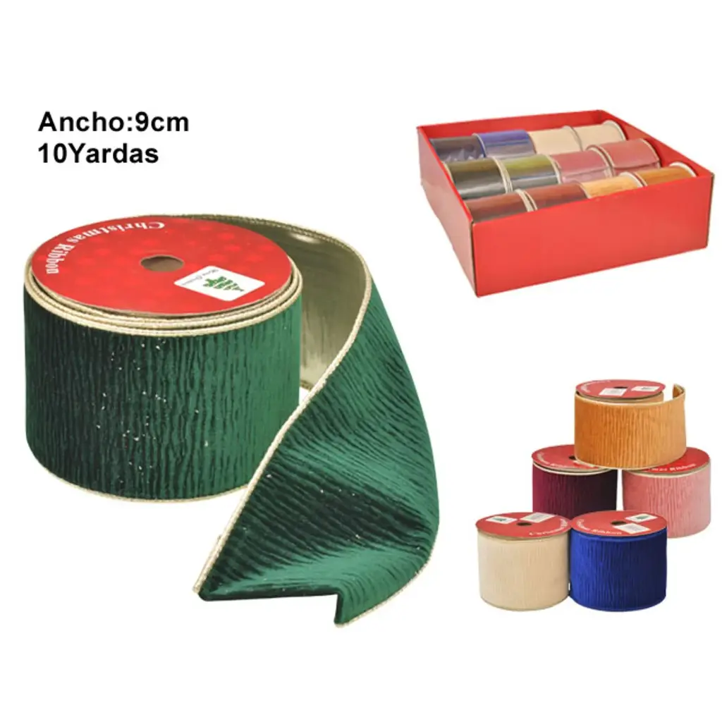 CINTA NAVIDEÑA 6 DISEÑOS, REF:ES26606 9CMX10YDS.