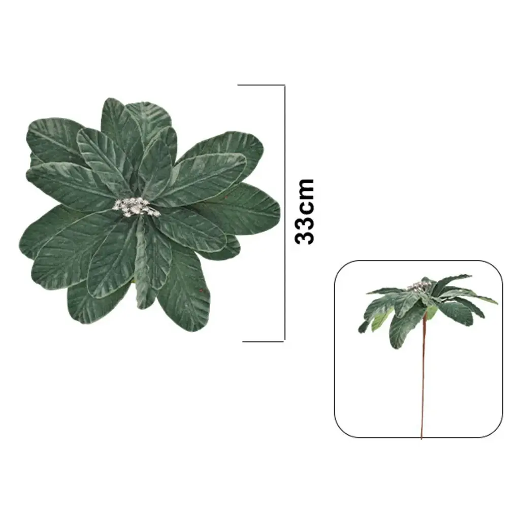 FLOR NAVIDEÑA VERDE GAMUZADA, REF:LG-2546, 33X28CM