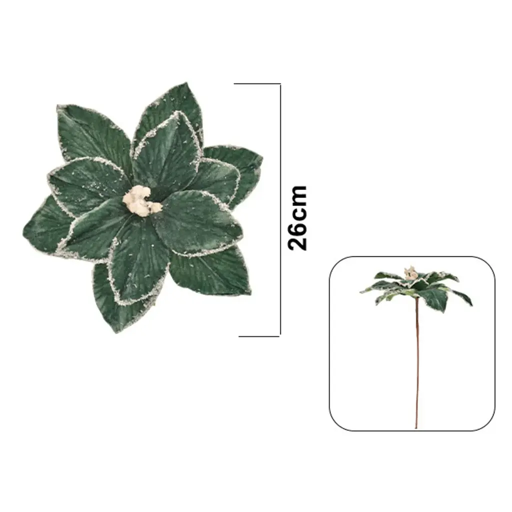 FLOR NAVIDEÑA VERDE OLIVA, REF:LG-25184, 26X29CM 