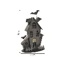 CASA HALLOWEEN NEGRA METALICA CON LUZ LED, REF:TGA80079. 23X12X35CM