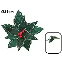 FLOR NAVIDEÑA VERDE GAMUZADA, REF:ES26618.  31X25CM Ø31CM