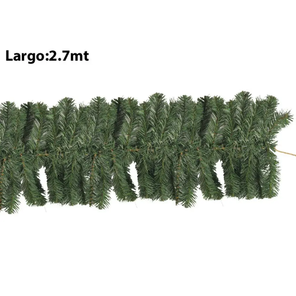 FOLLAJE NAVIDEÑO VERDE PREMIUM RAMA PVC, 2.7METROS.