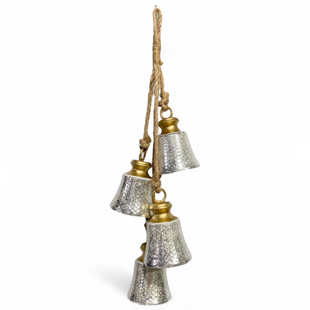 CAMPANAS NAVIDEÑAS COLGANTES 2COLORES METALICAS 50CM LARGO Ø8CM