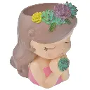 ADORNO RESINA NIÑA C/FLORES REF:HM0942 13X12X18CM
