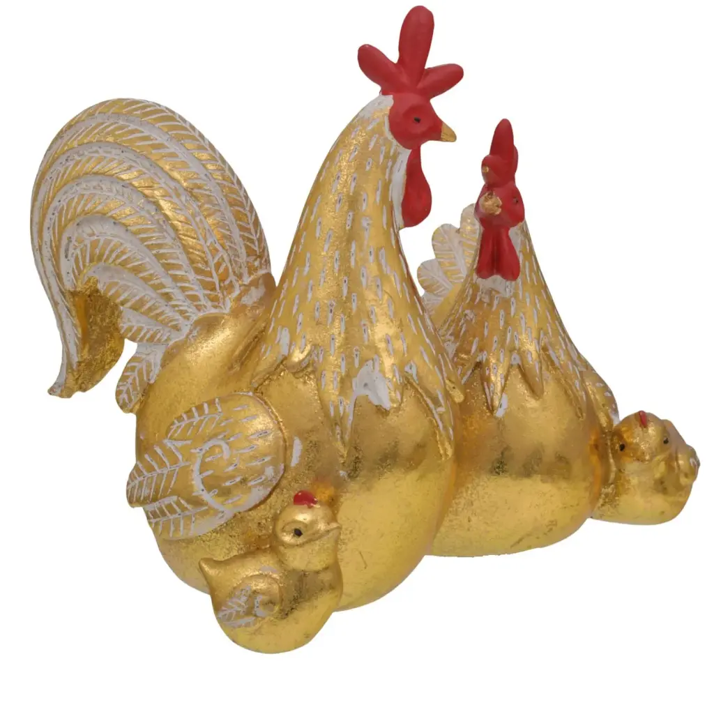 ADORNO RESINA FAMILA GALLO REF:HM0939 14X16X18CM