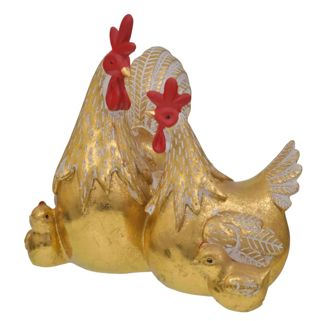 ADORNO RESINA FAMILA GALLO REF:HM0939 14X16X18CM
