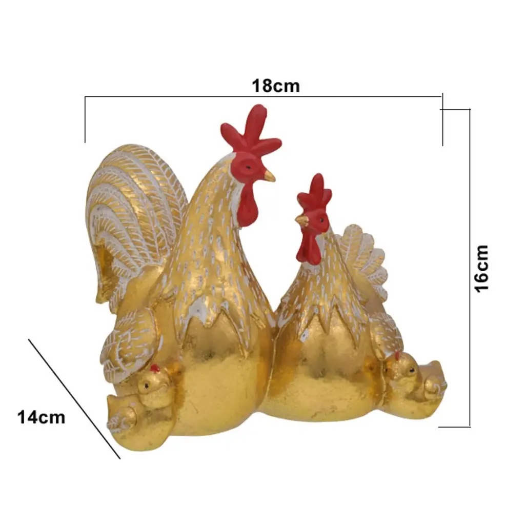 ADORNO RESINA FAMILA GALLO REF:HM0939 14X16X18CM