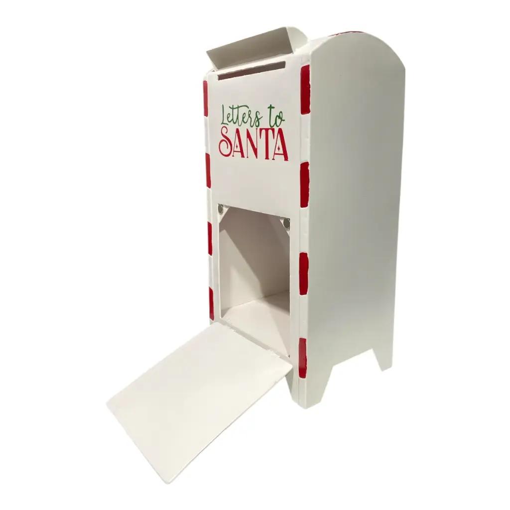 BUZON NAVIDEÑO METALICO BLANCO/ROJO 27X20X53CM