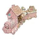 TREN NAVIDEÑO JENGIBRE ROSADO, POLIRESINA 33X9X15CM