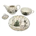 TETERA CON TAZA Y PLATO CASCANUEZ SETX3PZS. PORCELANA15X15CM