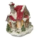 MINI CASA C/LUZ LED ROJO/BLANCO 11X12X11CM