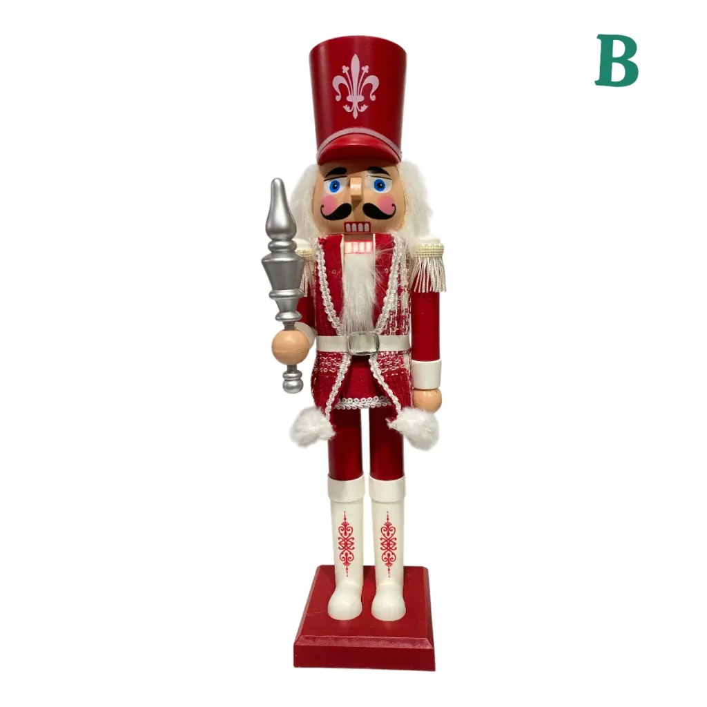 CASCANUEZ NAVIDEÑO PLASTICO ROJO/BLANCO A BATERIAS 38CM
